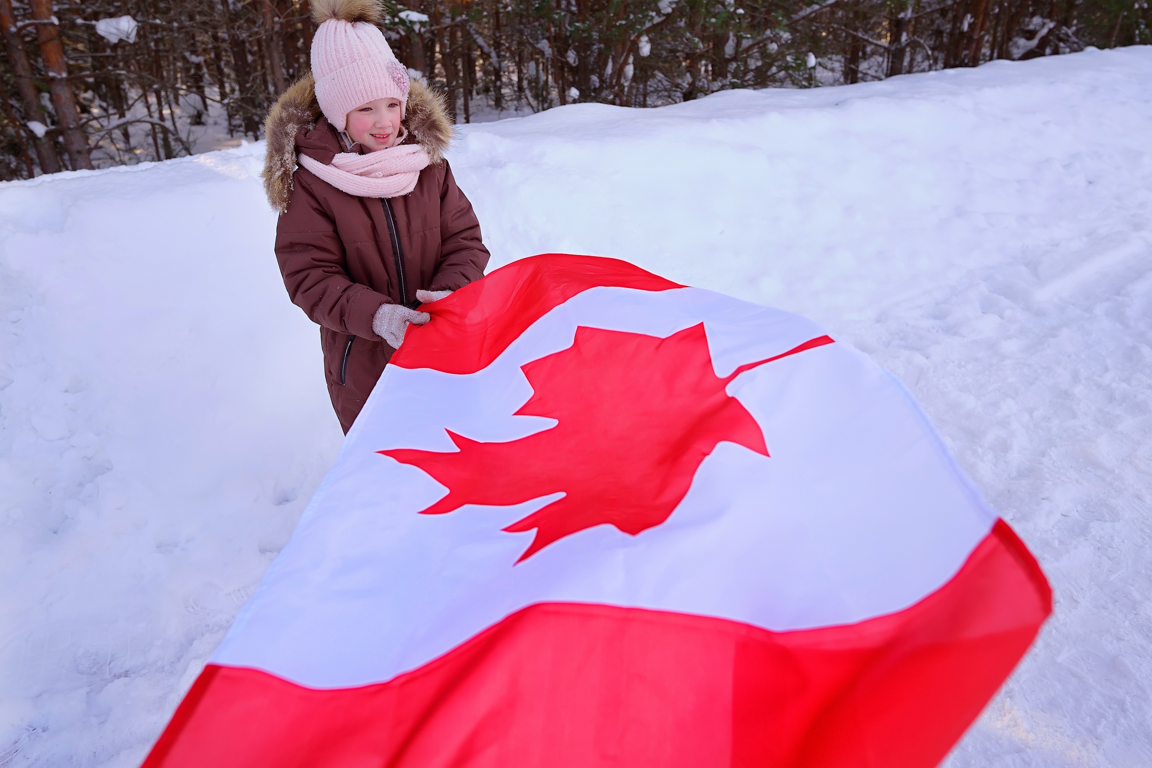 Girl with Canadian flag